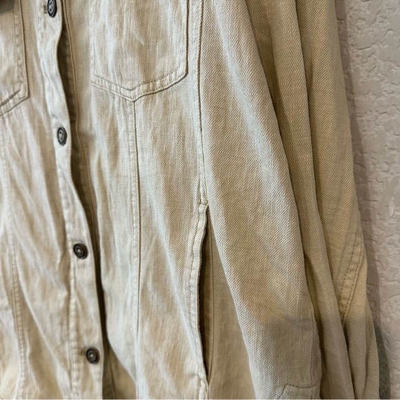 Anthropologie Pilcro Linen Shacket Beige Large - Picture 10 of 10